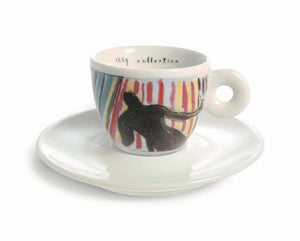 طقم أكواب Espresso من illy Collection بتصميم فني ملون.