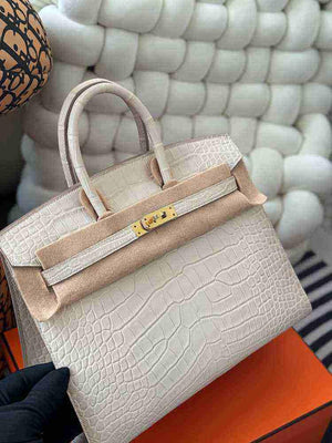 حقيبة فاخرة بتصيم  Birkin - نقشة جلد التمساح - جودة صينية عالية.