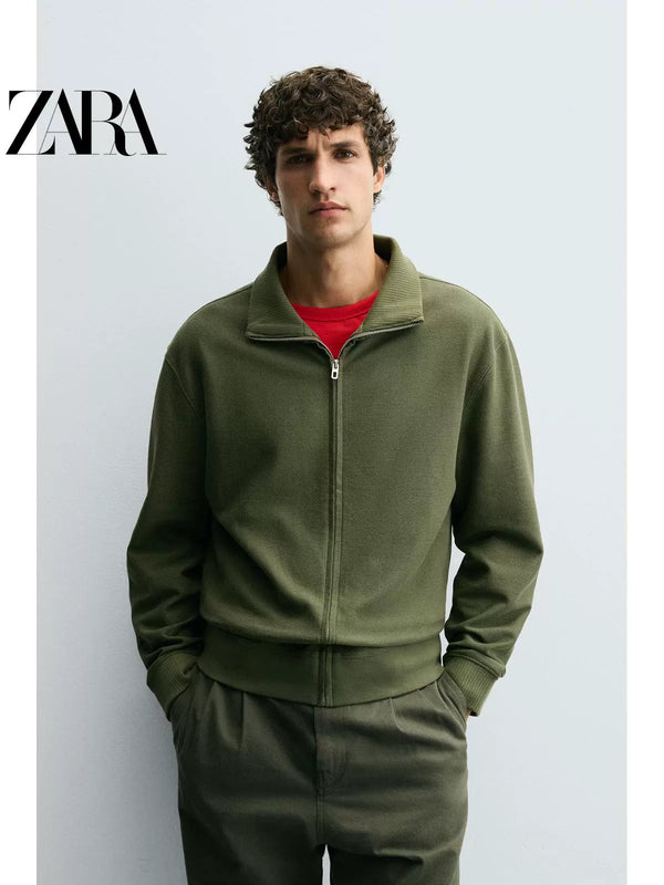 ZARA2025 Fall New Men's Lightweight Sweatshirt with Pulled Neckline