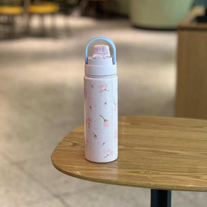 Starbucks Cup 2025 Cherry Blossom Spring Bloom Pink Girl's Heart Cold Glass Stainless Steel Straw Insulated Water Cup.