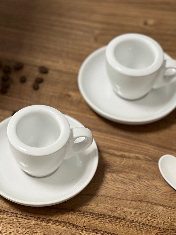 Simple White Competition Grade 9MM Extra Thick Coffee Mug 60ML Commercial Espresso Cup Saucer Hand PP Cup