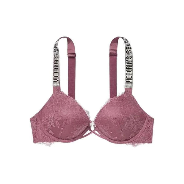 حمالة صدر Victoria's Secret دانتيل بحمالات كتف مزينة بشعار متلألئ لخريف وربيع النساء