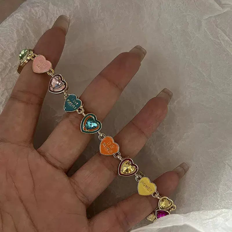 Fashion Color Love Drop Oil Enamel Bracelet Female INS New D
