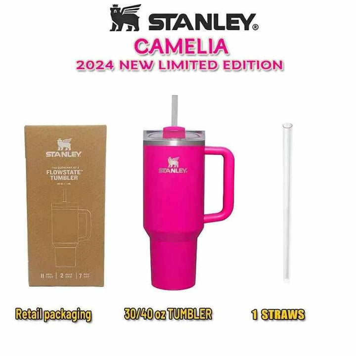 Stanley Quencher H2.0 كوب حراري حرارية&gt;ماركة Stanley هي علامة تجارية أمريكية عريقة تأسست في عام 1913، وتشتهر بتقديم منتجات عالية الجودة في مجال المعدات والأدوات الحرارية مثل الأكواب، الزجاجات، والحافظاكواب ستانليستانليرفعةStanley Quencher H2