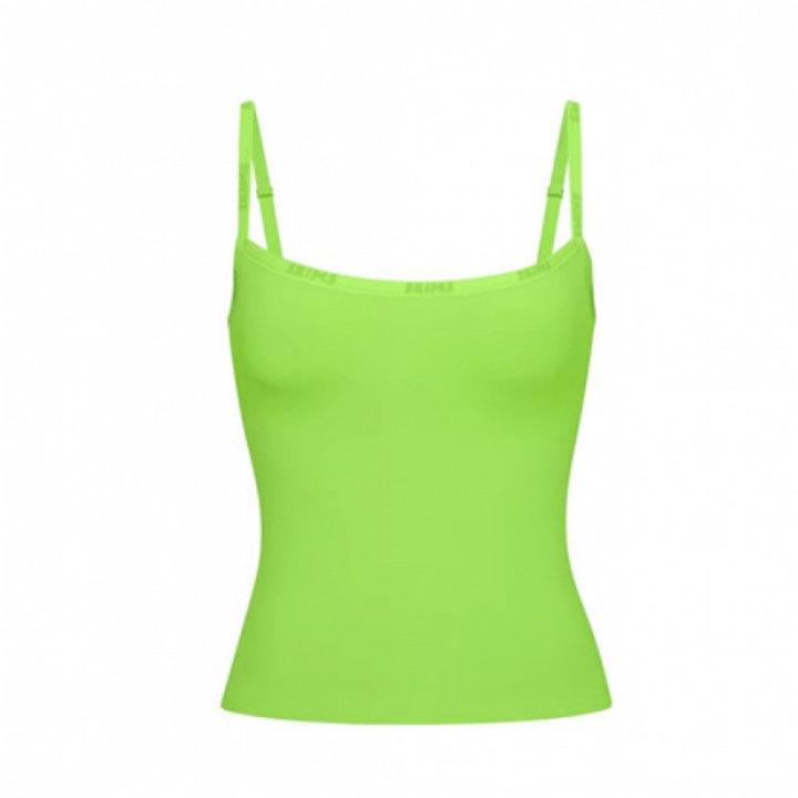 Green SKIMS essential cami top with thin straps and straight cut for comfortable, stylish fit