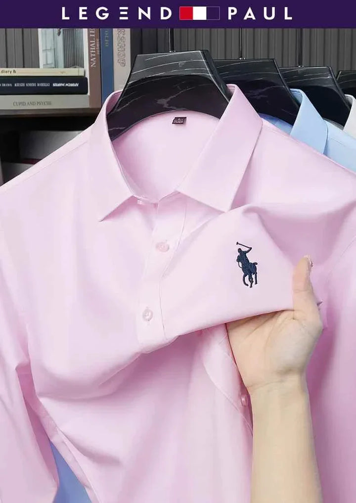 polo قميص LEGEND PAUL pink high-quality embroidered fabric casual formal school style for youth