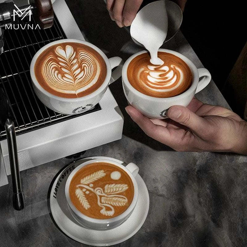MUVNA Ceramic Latte Cup and Saucer Set.
