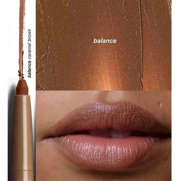 Rhode Lip Liner in Balance caramel brown shade showing creamy texture and smooth lip application
