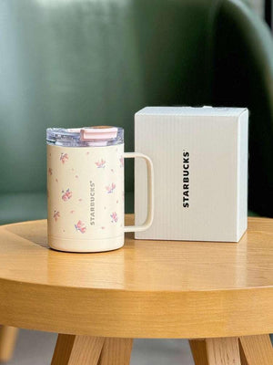 Starbucks Cup 2025 Garden Dance Fresh Handle Portable Office Home Stainless Steel Double Spout Tabletop Cup.
