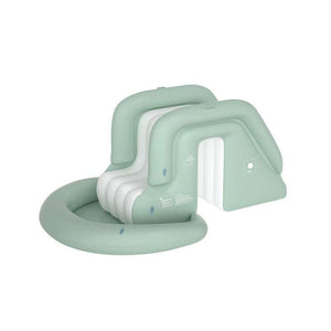 مسبح Swimming Pool مع زحليقة Slide ومظلة Sunshade لون أخضر.