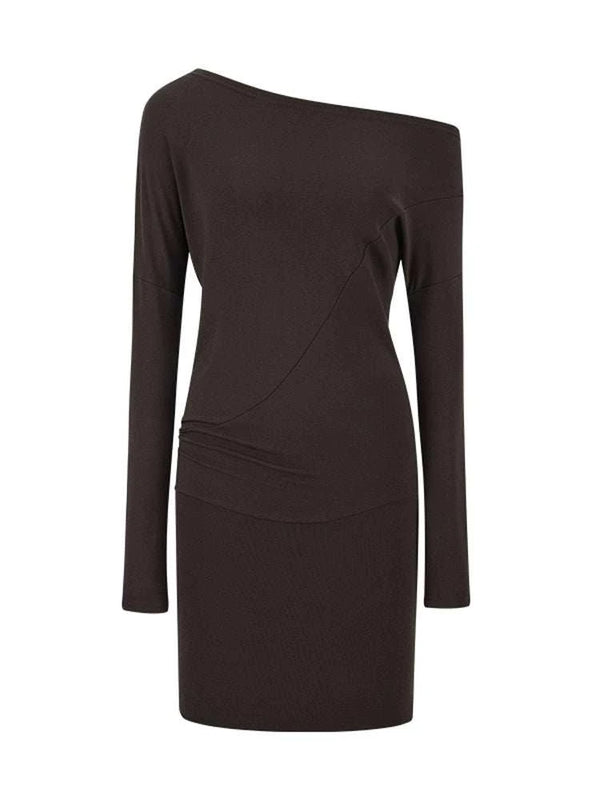 MosesQueen Slanted Shoulder Short Dress فستان