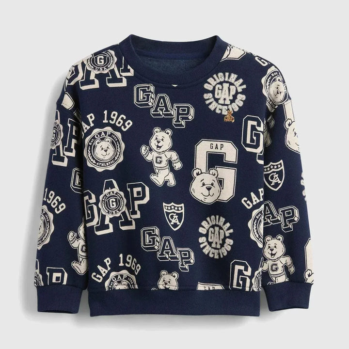 سويت شيرت أطفال Gap bear بتصميم ناعم ومرن بنقوش دب وشعار Gap لراحة وأناقة يومية