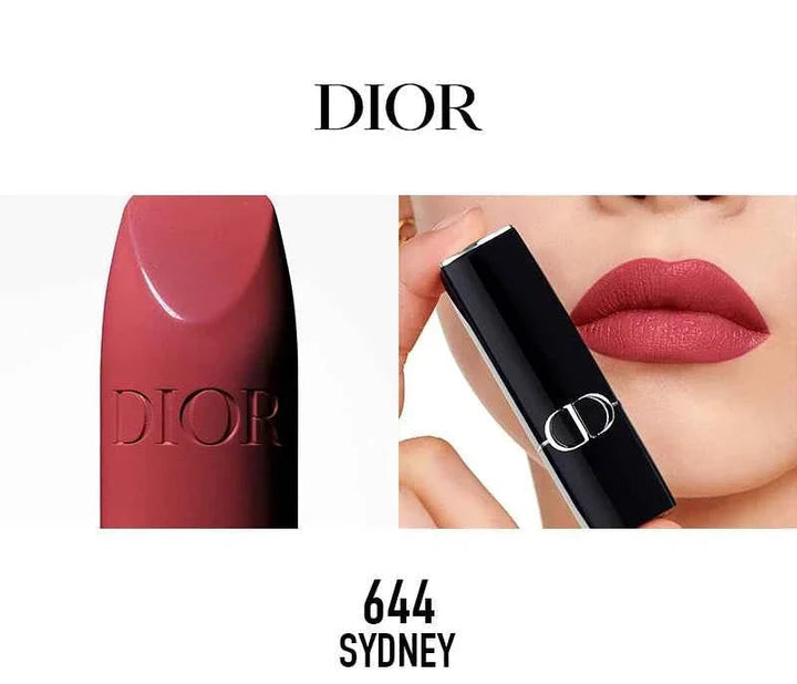 Rouge Dior الكلاسيكية classic lipstick shade 644 Sydney with luxurious texture and elegant pink-red color