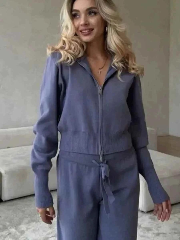 طقم كنزة وبنطلون كاجوال فضفاض بتصميم أوروبي وأمريكي أنيق