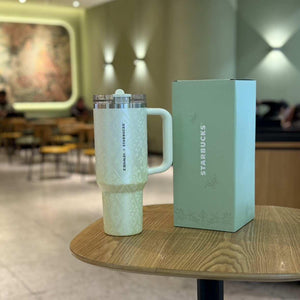Starbucks cup 2026 spring sequence pattern series national style small fresh ceramic mark stainless steel thermos cup gift box.