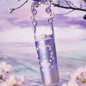 Starbucks Cup 2026 Twilight Cherry Blossom Graceful Gradual Purple Cherry Blossom Large-capacity Car Portable Double Drinking Spout Accompanying Water Cup.