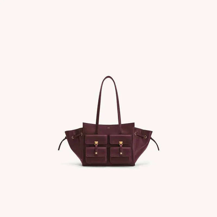حقيبة يد نسائية JW PEI Pocket Bag لون خمري بسعة كبيرة وجيوب أمامية وحزام كتف واحد