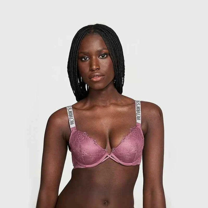 صدرية Victoria's Secret دانتيل مخملية بحزام كتف بشعار متألق للربيع والصيف