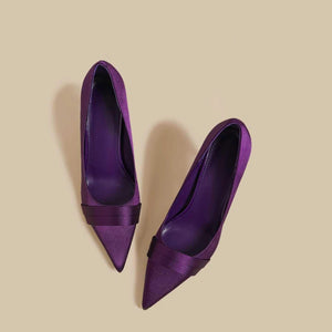 حذاء نسائي High Heels بلمسة ساتان فاخرة - لون أرجواني.