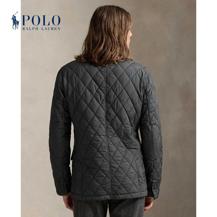 جاكيت Ralph Lauren مبطن بنمط ماسي رمادي داكن تصميم كلاسيكي عصري مريح للمكتب والمناسبات