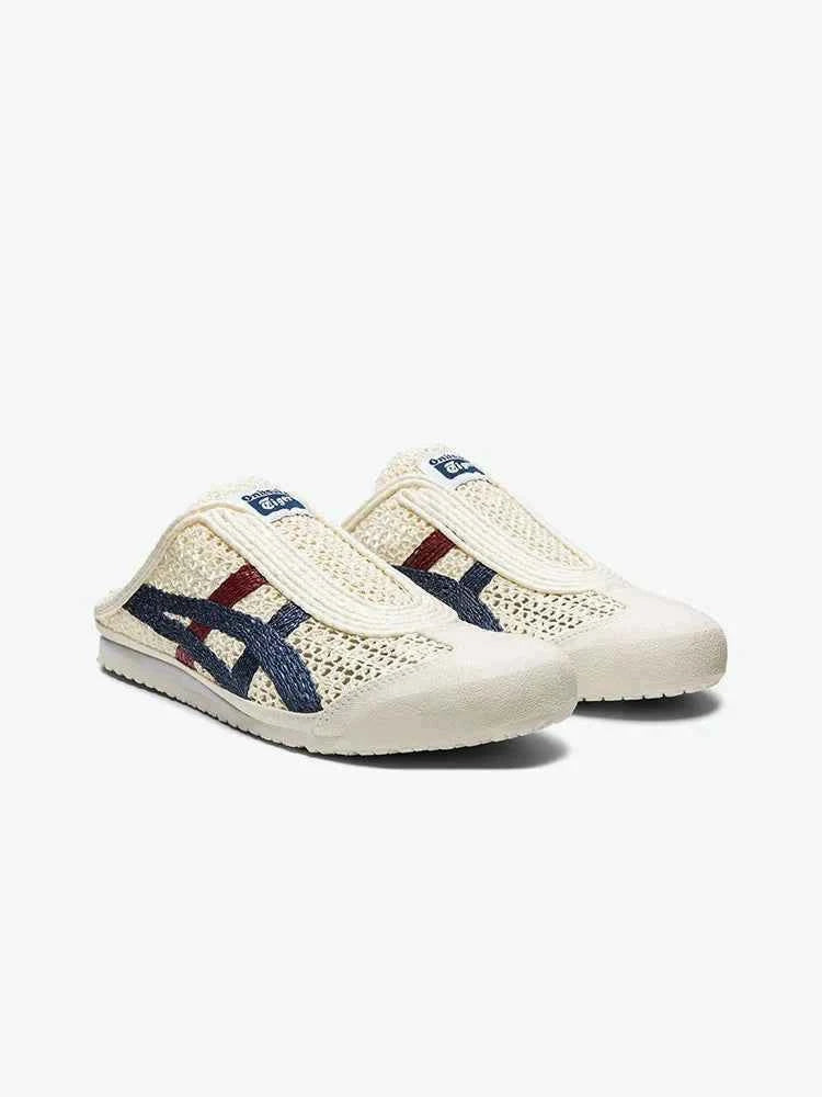 Onitsuka Tiger MEXICO 66 SABOTحذاء أسكس ميكسيكو 66 سابوت - سكري بتفاصيل كحلي وأحمر.