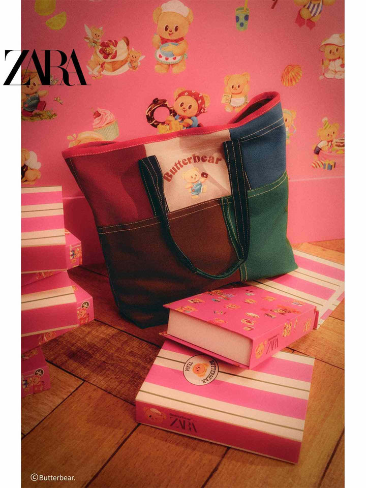 ZARA2025 Autumn New Butterbear © Butterbear Colour-Blocking Shopping Pack 1463630 203