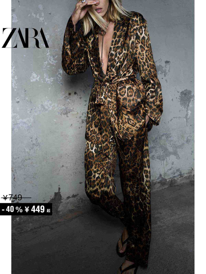 بلايزر نسائي من ZARA Special Selection بطبعة جاكار نقط نمرة النمر بألوان بنية حصرية أنيقة