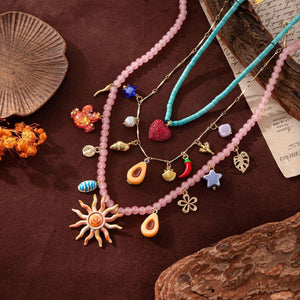 عقد Necklace بوهيمي ملون بدلايات Summer عصرية.