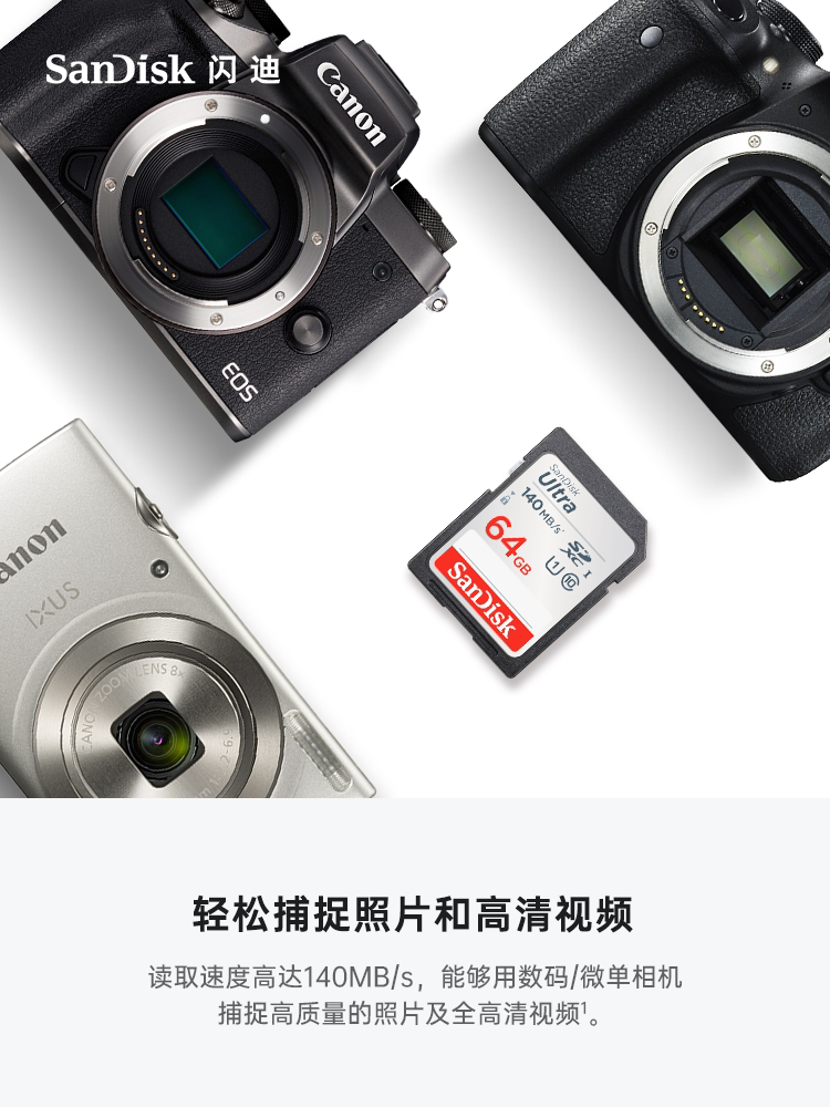 SanDisk SD Memory Camera  Canon  High Speed Large Card 128G.