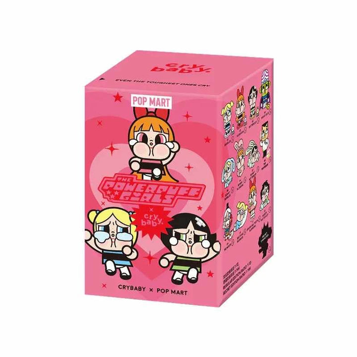 POP MART Crybaby Powerpuff Girls blind box with colorful Crybaby-styled cartoon characters.