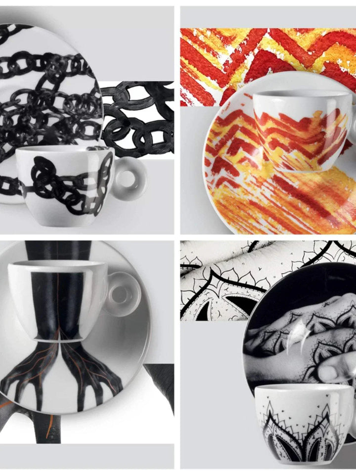 أكواب اسبريسو illy 2024 مزينة بنقوش فنية بالبورسلان العالي الجودة