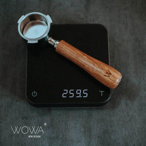 WOWA Portafilter بمقبض خشبي فاخر وتصميم أنيق.