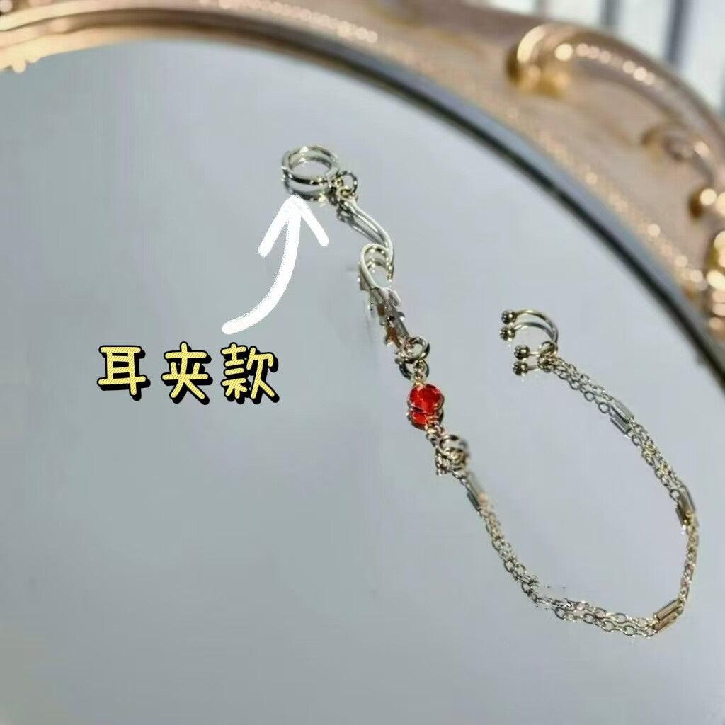 سلسال شفاه بتصميم Ear Cuff بلمسة Red Stone جذابة.