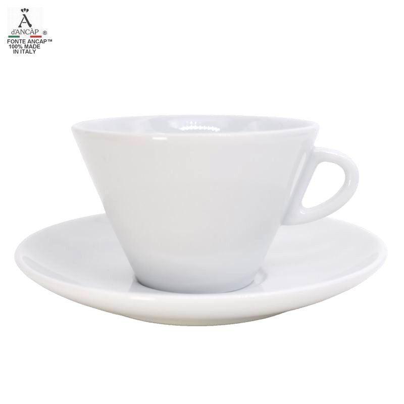 طقم فنجان قهوة Lavazza مع صحن - بورسلين أبيض وأزرق.