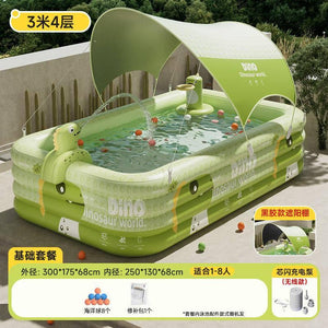 مسبح Dinosaur قابل للنفخ مع Sunshade و Inflatable Slide.