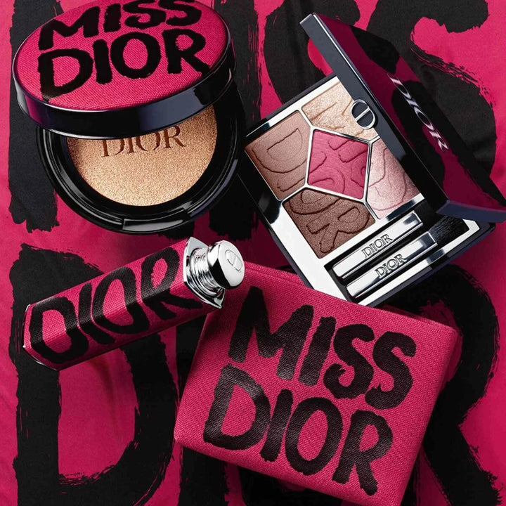 Dior Miss Dior limited fall 2025 makeup set with bold pink and gold tones and elegant eyeshadow palette.