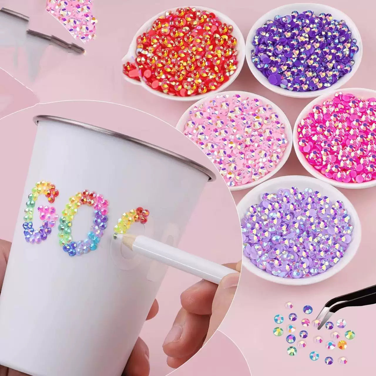 24-color 3mm jelly rhinestone set, nail decoration, round ornament, nail art tool