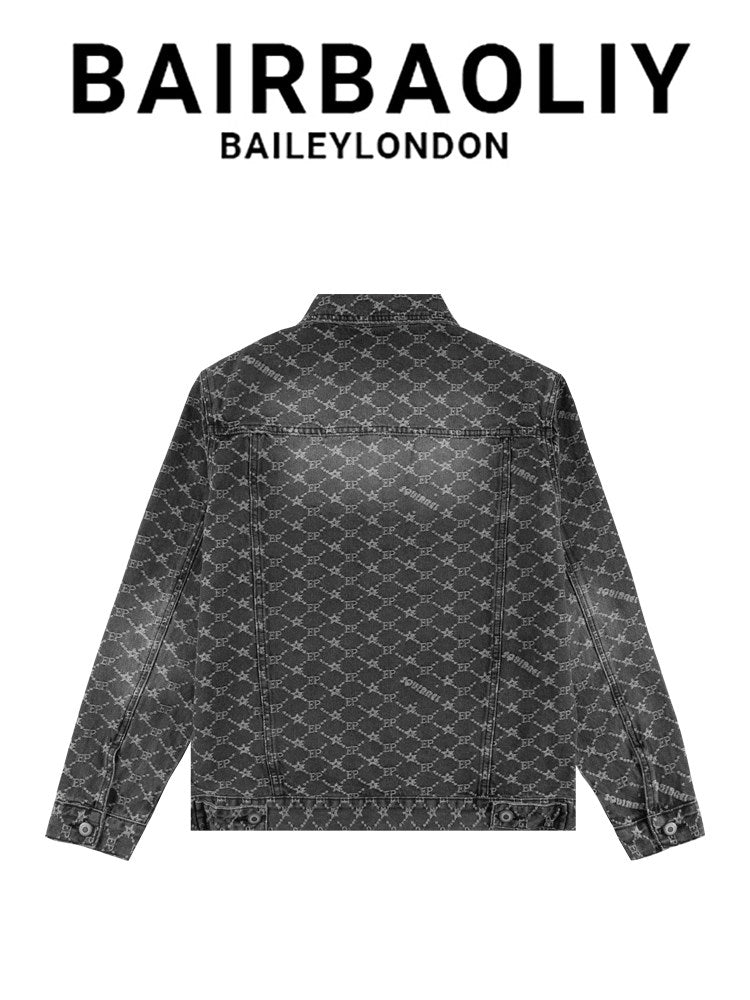BAIRBAOLIY high-end luxury brand textured full jacquard gradient Chanel-style slim-fit denim jacket for men