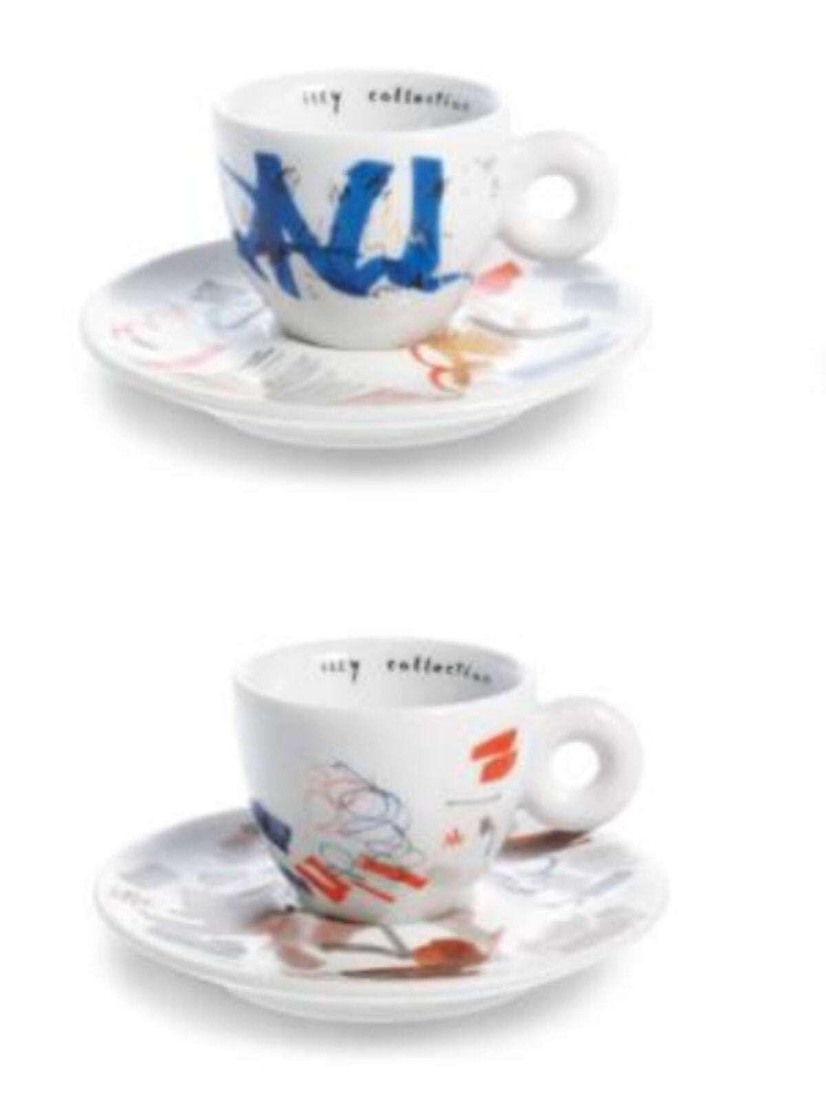 فنجان قهوة illy collection سيراميك بتصميم فني ملون.