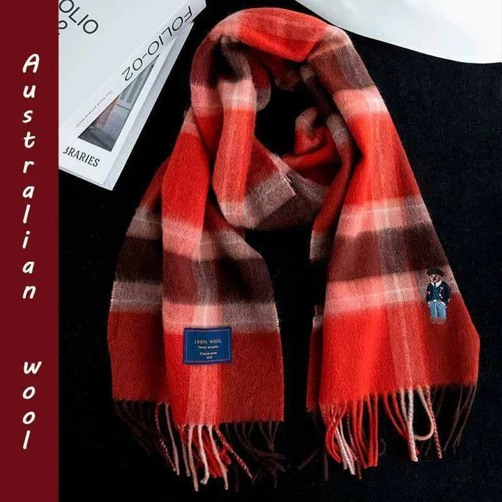 وشاح صوفي أحمر منقوش بنمط بريطاني عتيق للرجال والنساء من UK order bear