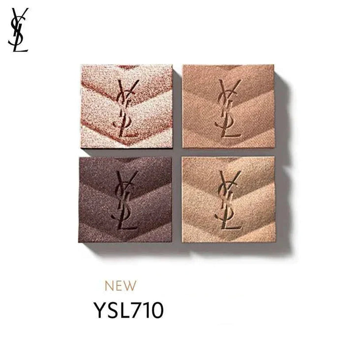 علبة ظلال عيون YSL Couture Color بأربع درجات دافئة ولامعة تجمع بين ألوان الرمل والغروب بتصميم فاخر ومحدود الإصدار