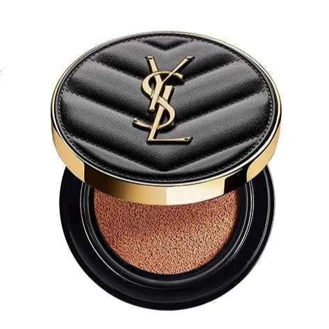 YSL Cushion Foundation luxury compact with elegant black and gold design and beige foundation swatch