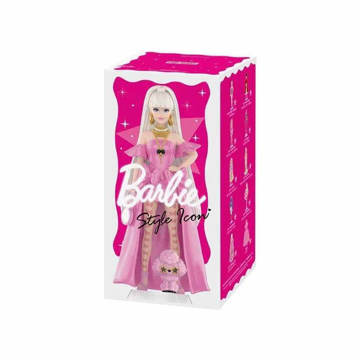 POPMART Barbie Fashion Series Blind Box in pink packaging featuring Barbie doll.