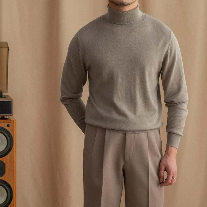 Mr. Lusan British sweater high-neck soft knit warm neutral color elegant winterwear