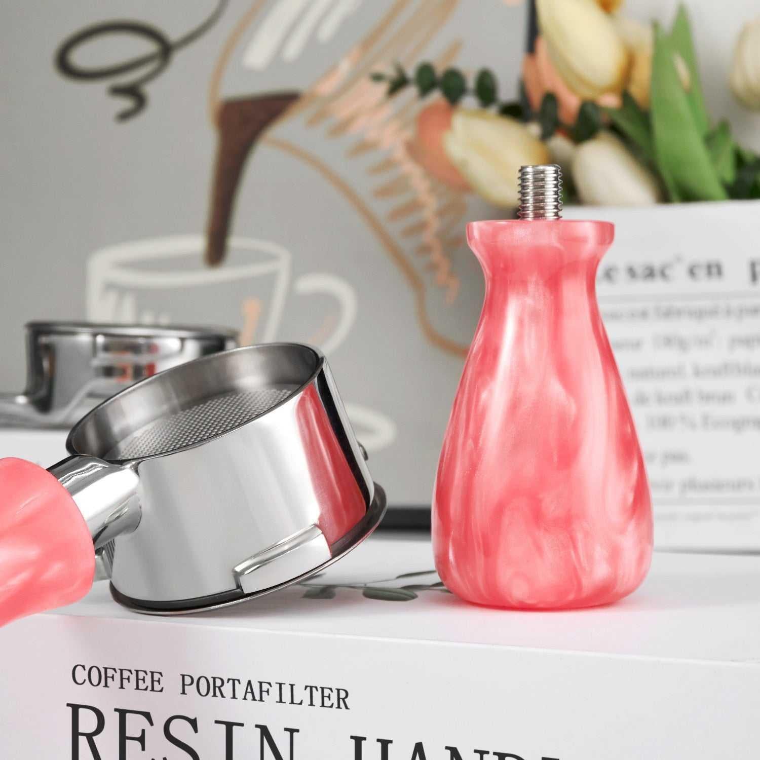 مقبض Portafilter احترافي من Resin وخشب طبيعي.