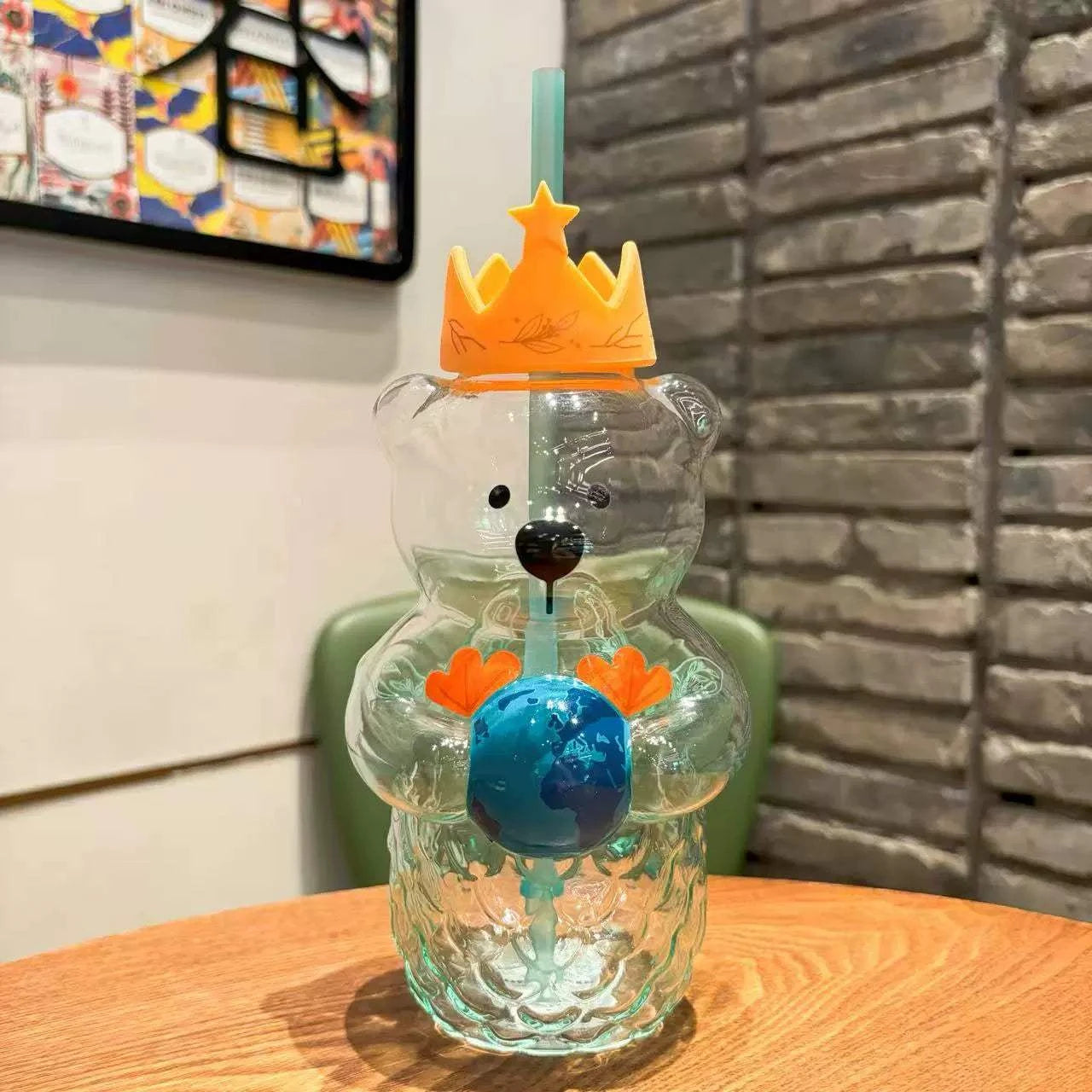 Starbucks Bear Glass Straw Cup.