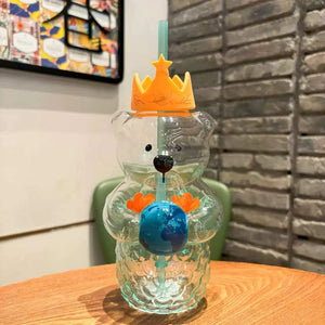 Starbucks Bear Glass Straw Cup.