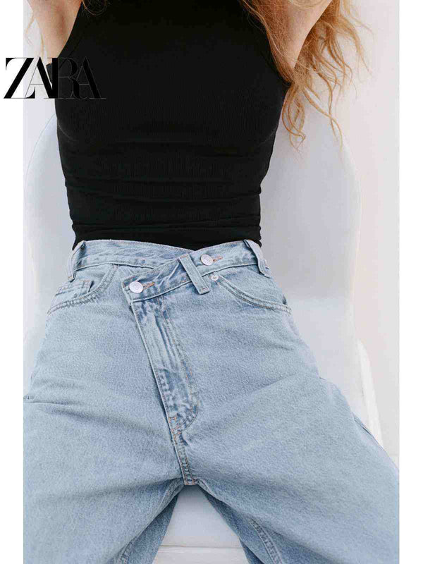 ZARA توب تانك نسائي أسود أساسي كاجوال من القطن بتصميم مريح وأنيق يناسب العمل والخروجات اليومية