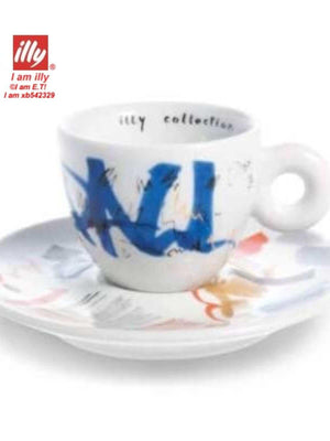 فنجان قهوة illy collection سيراميك بتصميم فني ملون.