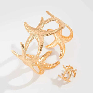 طقم Jewelry نسائي بتصميم Starfish و Flower عصري.